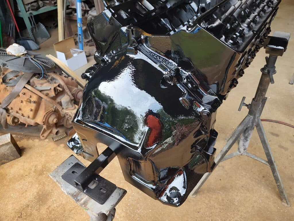 Engine with Heads trans bell housing installed